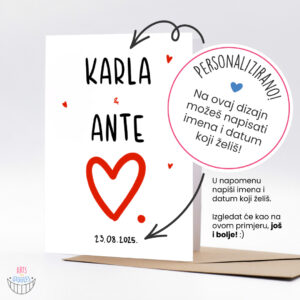 Personalizirana čestitka za par, vjenčanje, zaruke, godišnjicu
